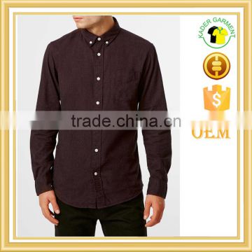 Burgundy hemp cotton blend shirts for man