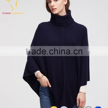 Turtleneck Cashmere Poncho 100% Cashmere Poncho Pullover Wrap