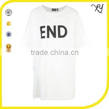 2017 Wholesale White T-shirt Custom Screen Printing Longline t Shirt photo-2