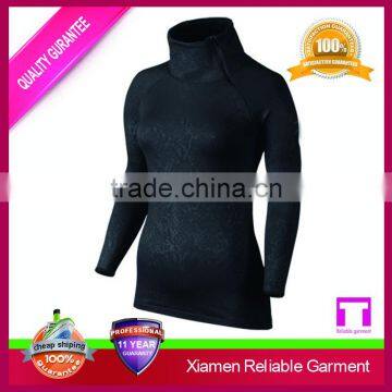 Custom Dry Wick Running Shirts With Zipper Long Sleeve, Ladies Gym Tops photo-3