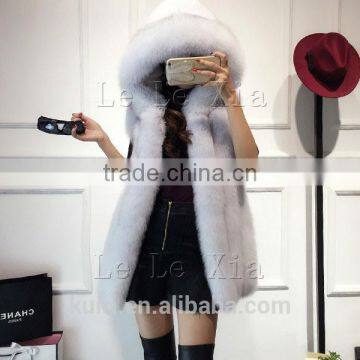 2017 New Faux Fur Women's Jackets Coats Winter Jacket Women Fox Fur Coat Hooded Collar Fur Vest Fashion Black Fpc-469 photo-3