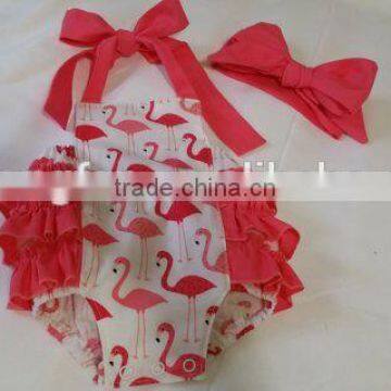 Wholesale Baby Clothing Baby Girls Flamingo Romper Kids Ruffle Bubble photo-2