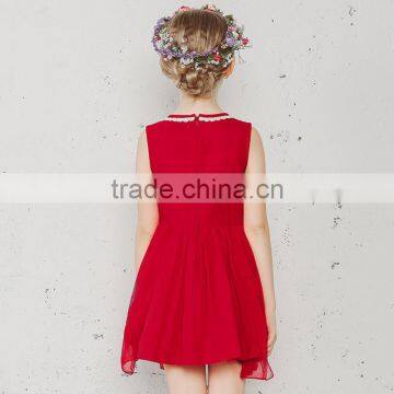 S60728B Summer Style Girls Dress National Wind Embroidery Dress Casual Pleated Sleeveless Fashion Clothes photo-2
