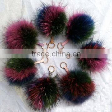 Myfur Wholesale Real Raccoon Fur Pom Pom Bag Keychain for Fashion Women