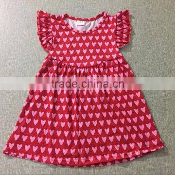 Lovely Baby Girl Short Dress Heart Printed Sleeveless Ruffle Dress Boutique Hot Selling