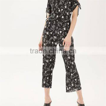 2017 Spring Polyester Off-shouldert Black Print Romper Womens photo-4
