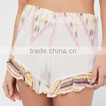 Summer Rayon High Rise Shimmering Cute Boho Ruffle Icing Shorts photo-6