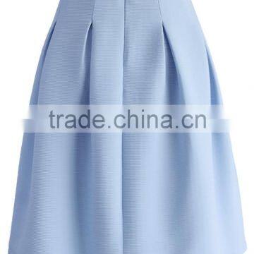 2016 Guangzhou Shandao Factory Summer New Arrivals Casual Pleated Blue High Waist Half Chiffon Lady Skirt photo-5