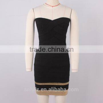 Anly Wholesale Women Hot Girls Strapless Lace High Fashion Latest Designs Sexy Tight Sleeveless Party Evening Bandage Dress