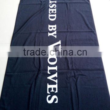 100%cotton made in China velour&terry woven jacquard/yarn dyed Black design/White words custom size beach/bath towel blankets