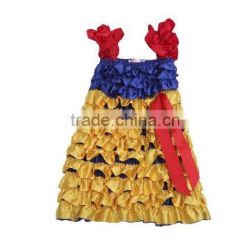 Red Royal Blue Yellow Satin Ruffle Petti Dress Girl dress kids dress