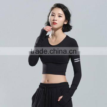 Active Women Yoga Fitness Tops Jogging Sport Cut Stretch Shirt