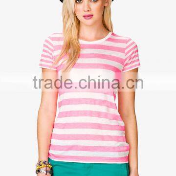 2014 fashion woman t shirts short sleeve stripe t shirts manufacturers in china