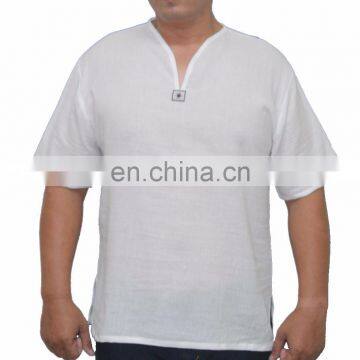 Men's V-Neck T-Shirt 100% Cotton Thai Hippie Shirt Beach Yoga Top photo-4