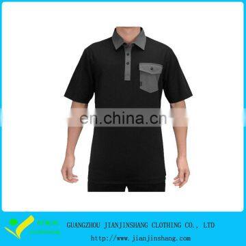 Custom Contrast Color Pockets Fitness Grey Color Golf Shirts For Man