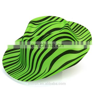 MH-2133 Classic Party kit PVC Green Plastic Zebra Cowboy Fedora Hat