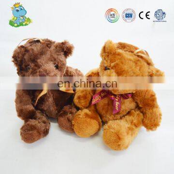 Factory price high quality stuffed fluffy teddy bears plush toys with ribbon