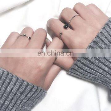 4PCS/Set Fashion Jewelry Black Bead Ripple Hollow Silver Rings For Women Knuckle Joint Ring Set photo-5
