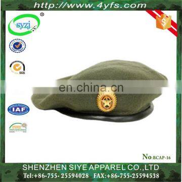 Wholesale 100% wool style green army beret cap