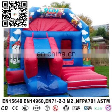 Inflatable cute dog bouncer house with slide for fun