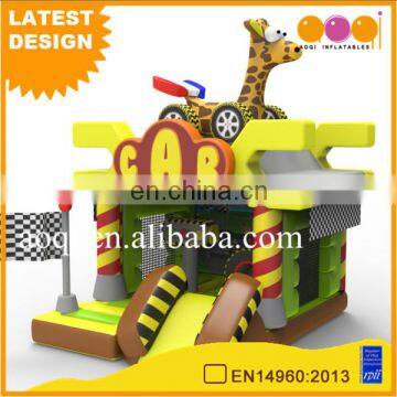 PVC inflatable toy game entertainment for children giraffe car combo bounce slide for sale