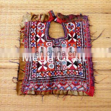 Indian Vintage Thread Beads Embroidery Neck Yoke-Vintage Bohemian Patch Embroidered Patch-Banjara Gypsy Fabric Neck Yoke Patch -