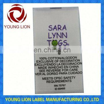 size neck woven label for clothes