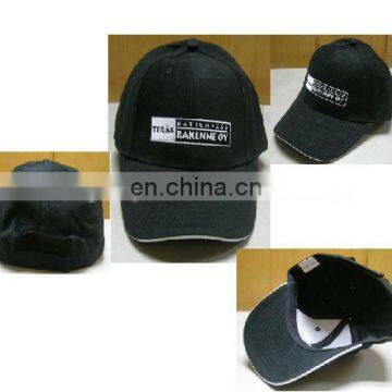 6 panel simple flat embroidery custom logo black color sports caps