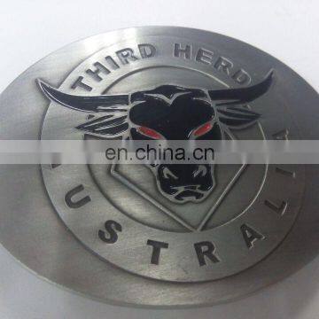 3D relief with the pattern of herd embody the company culture Zinc cast belt buckle antique silver plating