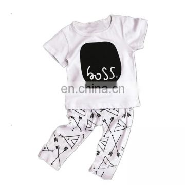 Newborn Baby Summer Sets T Shirt And Pants 2pcs White Baby Girl Boy Cotton Outfuts