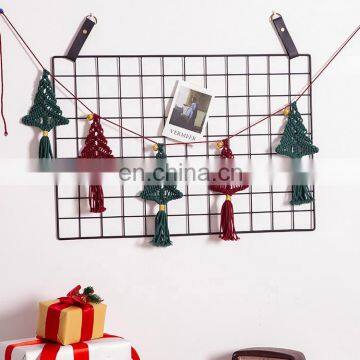 Christmas Home Wall Decoration Hand Made Macrame Cotton Rope Christmas Tree Hanging Boho photo-3