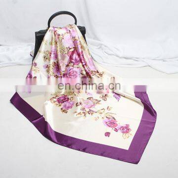 2020 Summer Fashion Printed Big Size Square Hijab Fashion Women Scarf Top Diy Scarf Wholesale Custom Turkish Square Satin Neck