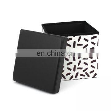 Customized Printing Pvc Leather Square Folding Storage Stool/storage Seat/storage Ottoman Space Saving Home Furniture