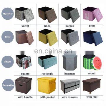 Reatai 2020 New Foldable pu Pvc Line Storage Ottoman Storage Box for Living Room photo-6
