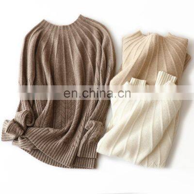 Женский бесшовный трикотажный вязаный кашемировый свитер с вырезанными узорами Жаккард photo-5