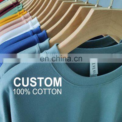 Oem Customized 210g Drop Should Round Neck T-shirt Customized High-quality Thick Cotton Logo Printing Embroidered Men T Shirt