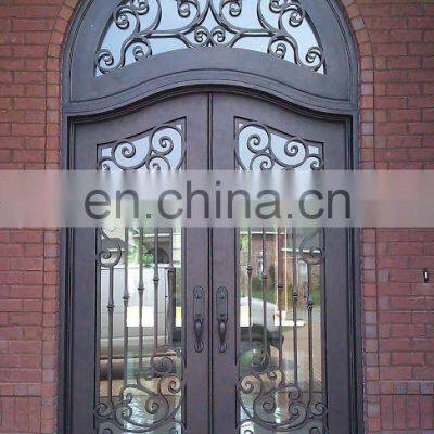Villa Courtyard Wrought Iron Cast Grill Gate Golden Supplier High Quality Precision Iron Front Double Entrance Houses Door