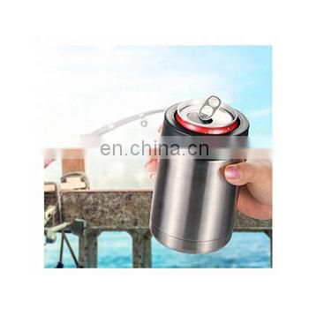 Personalized Insulating Stainless Steel Can Cooler with Color Band