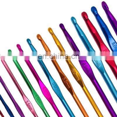 14 Pcs Set Mult Color Knitting Needles Aluminum Crochet Hooks for Craft Yarn 2-10mm