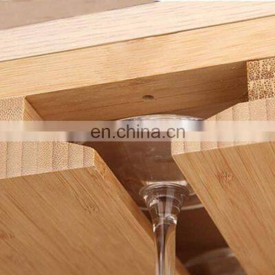 Custom Wine Glass Rack Under Cabinet for Kitchen Wine Glass Holder Bamboo Stemware Drying Storage Hanger Organizer Rack