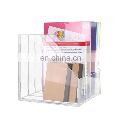 Acrylic Desktop Organizer File Rack 4 Slots Magazines Books Documents Storage Display Holder photo-4