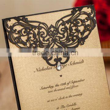 Inexpensive Fantastic Handmade Black Laser Cut Floral Wedding Invitations Wraps