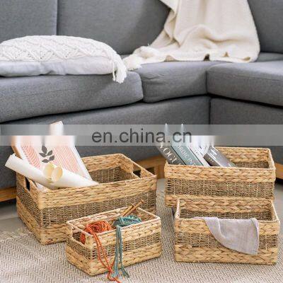 Hot Sale Natural Material Water Hyacinth Mixed Seagrass Storage Basket Wholesale High Quality Vietnam Cheap photo-5