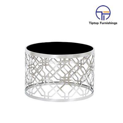 Tiptop Luxury Round Coffee Table Sets Living Room Stainless Steel Furniture Marble Glass Side Table