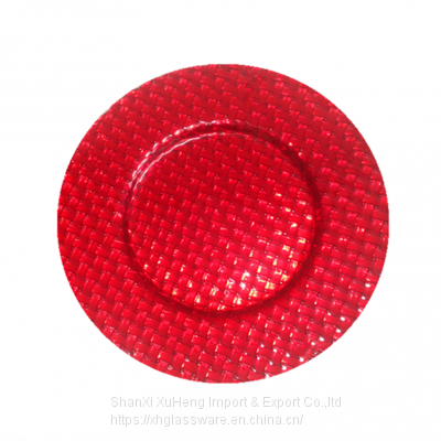 Elegant Red Colored Glass Wedding Charger Plate Wholesale