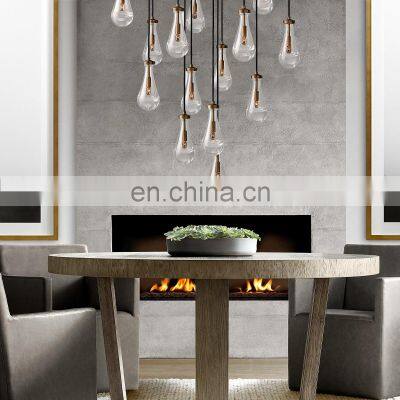 Modern Industrial Rain Drop Pendant Light Chandelier With Unique Glass Shade For Kitchen Island Living Room Bedroom Dining Room