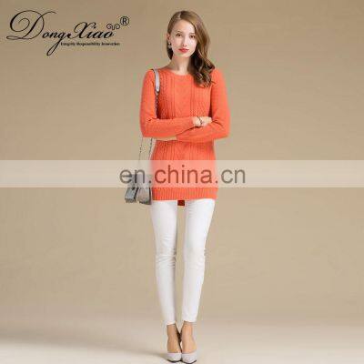 Mid-Age Women's 100% Cashmere Long Sweater Winter O-Neck Chinese Style Anti-Wrinkle Anti-Shrink Solid OEM Service Available photo-2