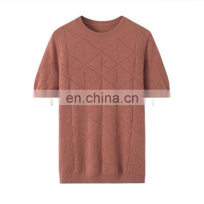 Solid Color Short Sleeve Women's Casual Knitted Cashmere Pullover Factory Customized Design Crew Neck for Spring Season