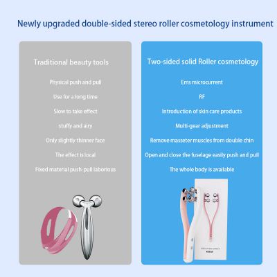 Dual-Action Beauty Facial Roller Massager With V-Shape Lifting Slimming Chin Care Electric EMS Massaging Belt Personal Skin Care photo-5