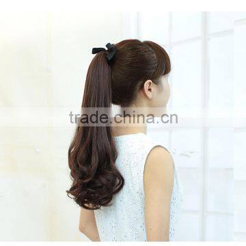 Long curly wig lady hair bind type pear flower fake ponytail large wave length in the realistic style wig